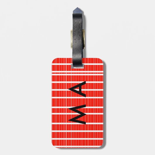 Étiquette À Bagage Simple monogramme ajouter votre nom lettre man min (Dos Vertical)