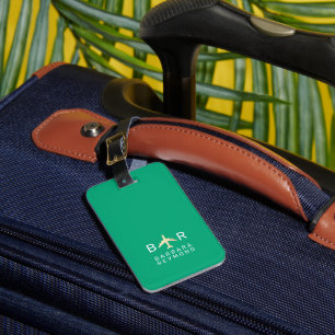 Étiquette À Bagage Simple Monogramme Avion Voyage Vert