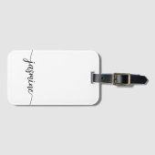 Étiquette À Bagage Simple Monogramme de Nom Féminin Script Blanc (Devant Horizontal)