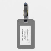 Étiquette À Bagage Simple Monogramme Moderne Design Gray Voyage (Dos Vertical)