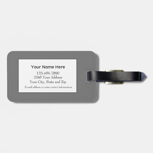 Étiquette À Bagage Simple Monogramme Moderne Design Gray Voyage (Dos horizontal)