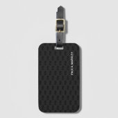 Étiquette À Bagage Simple Motif noir gris clair moderne Monogramme (Devant Vertical)