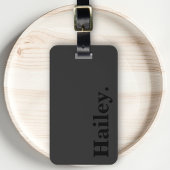 Étiquette À Bagage Simple Noir Moderne Monogramme Nom