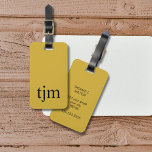 Étiquette À Bagage Simple or jaune noir monogramme<br><div class="desc">Simple design élégant personnalisable porte-bagages design avec arrière - plan doré,  noir gras monogramme.</div>