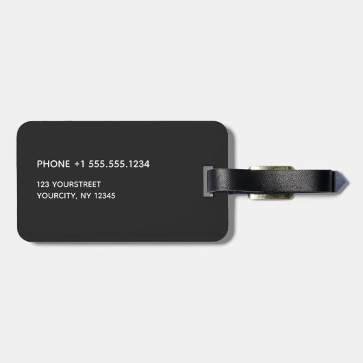 Étiquette À Bagage Simple Plain Black Gray (Dos horizontal)