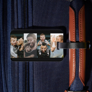 Étiquette À Bagage Simple Quatre Photo Collage meilleur papa Script