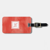 Étiquette À Bagage Simple rouge orange subtil marbre moderne Monogram (Devant horizontal)