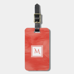 Étiquette À Bagage Simple rouge orange subtil marbre moderne Monogram