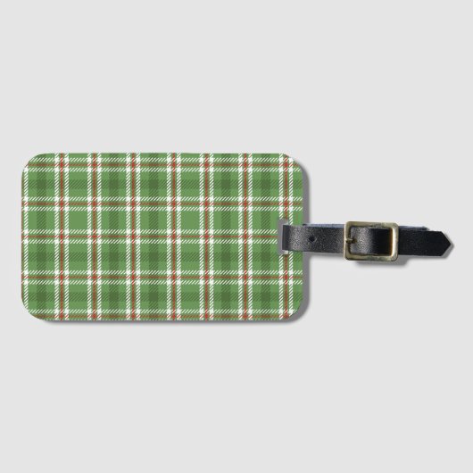 Étiquette À Bagage Simple Russe Green Farmhouse Pays Plaid (Devant Horizontal)