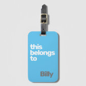 Étiquette À Bagage simple simple simple bleu personnalisé (Devant Vertical)