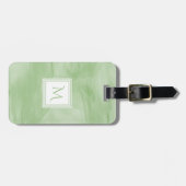 Étiquette À Bagage Simple vert clair Marbre subtil Monogramme moderne (Devant horizontal)
