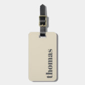 Étiquette À Bagage Simple White Bold typography Personalized  Name (Devant Vertical)