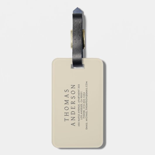 Étiquette À Bagage Simple White Bold typography Personalized  Name (Dos Vertical)