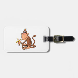Étiquette À Bagage Singe de dessin animé mignon avec banane animal dr