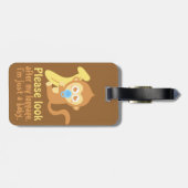 Étiquette À Bagage Singe mignon de bébé de bande dessinée avec la (Dos horizontal)