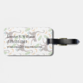 Étiquette À Bagage Singes doux jonglant le monogramme des bananes | (Dos horizontal)