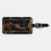 Étiquette À Bagage Sips de vin 🍷 et lèvres de Parties scintillant ro (Devant horizontal)