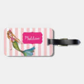 Étiquette À Bagage Sirène d'aquarelle avec cheveux longs (Dos horizontal)