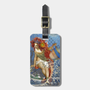 Étiquette À Bagage Sirène du Verseau Art Gothique Bleu