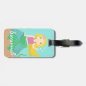 Étiquette À Bagage Sirène mignonne de l'océan, pour des filles (Dos horizontal)