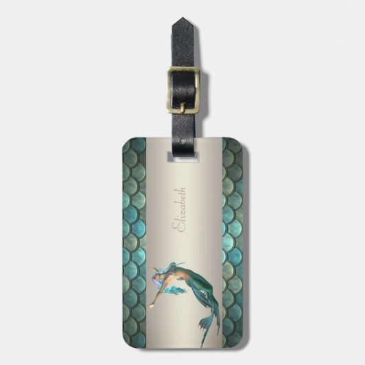 Étiquette À Bagage Sirène Sur Les Échelles De Queue De Sirène (Devant Vertical)