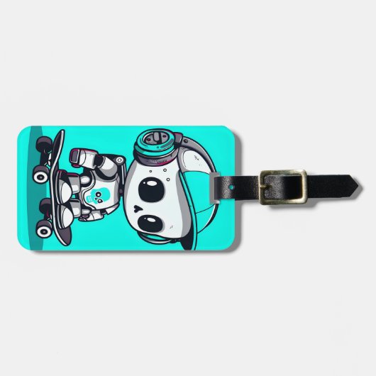 Étiquette À Bagage Skate SkullBot (Devant horizontal)