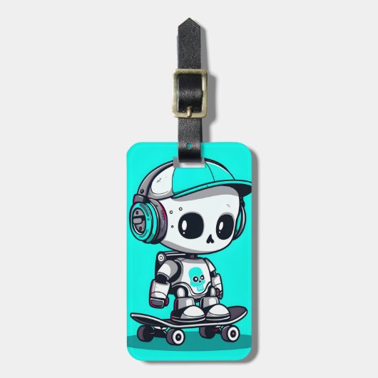 Étiquette À Bagage Skate SkullBot (Devant Vertical)