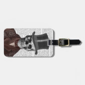 Étiquette À Bagage Skeleton Gentleman et chapeau supérieur (Devant horizontal)