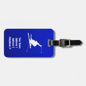 Étiquette À Bagage Ski à neige bleue (Devant horizontal)