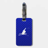 Étiquette À Bagage Ski à neige bleue (Dos Vertical)
