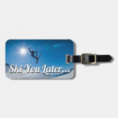 Étiquette À Bagage Ski drôle personnalisé | Voyage (Devant horizontal)
