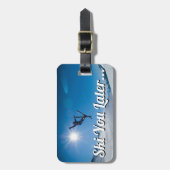 Étiquette À Bagage Ski drôle personnalisé | Voyage (Devant Vertical)