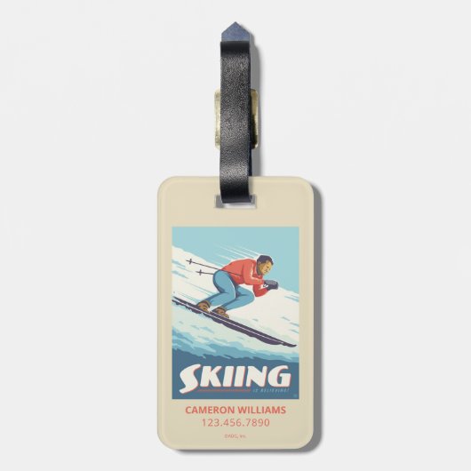 Étiquette À Bagage Ski est croire Retro Print (Dos Vertical)