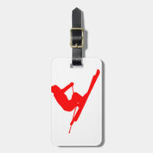 ÉTIQUETTE À BAGAGE SKI ROUGE DE STYLE (Devant Vertical)
