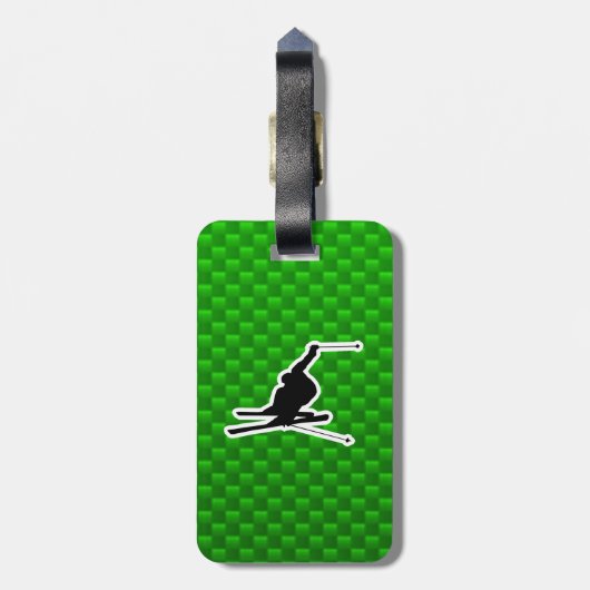 Étiquette À Bagage Ski vert de neige (Dos Vertical)