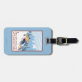 Étiquette À Bagage Skieur de neige de Downhhill - bâti Spokane, (Devant horizontal)