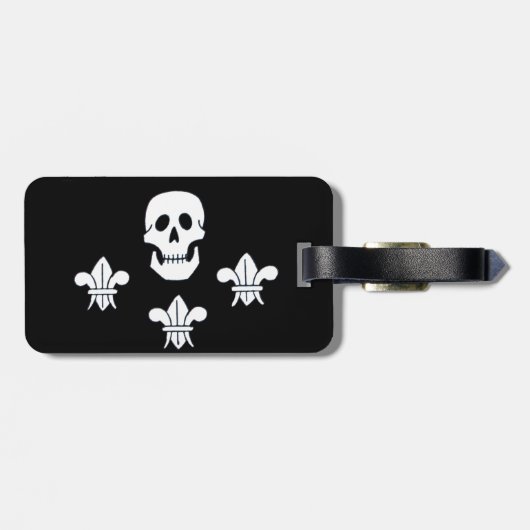 ÉTIQUETTE À BAGAGE SKULET ET FLEUR DE LISE BANNIER JOLLY ROGER (Dos horizontal)