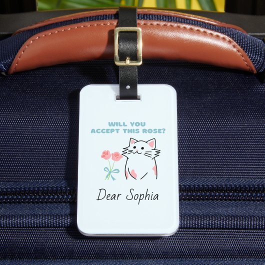 Étiquette À Bagage Sky Blue Adorable Chat&Rose (Insitu Rectoal 2)