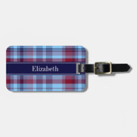 Sky Blue Navy Bourgogne Preppy Madras N Monogram