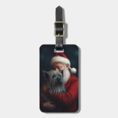 Étiquette À Bagage Skye Terrier avec Noël Festif du Père Noël (Devant Vertical)