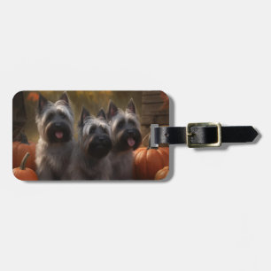 Étiquette À Bagage Skye Terrier Chiot Automne Citrouille délice