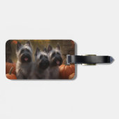 Étiquette À Bagage Skye Terrier Chiot Automne Citrouille délice (Dos horizontal)