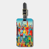 Étiquette À Bagage Skyline Cityscape moderne (Devant Vertical)