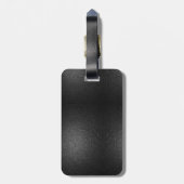 Étiquette À Bagage SlipperyJoe's cuir drapeau orgueil noir bleu royal (Dos Vertical)