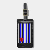 Étiquette À Bagage SlipperyJoe's Gay Leather Pride drapeau royal noir (Devant Vertical)