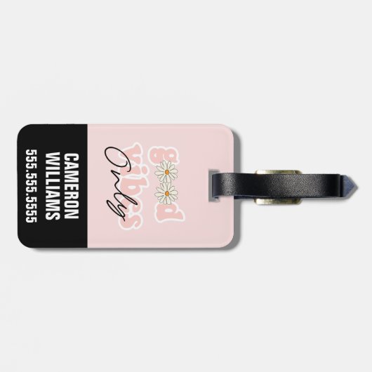 Étiquette À Bagage Slogan hippie des années 70 de Good Vibes (Dos horizontal)