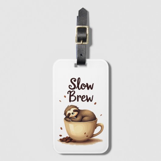 Étiquette À Bagage Slow Brew Coffee Sloth (Devant Vertical)