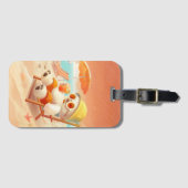 Étiquette À Bagage Smile Dog - Mode Plage Activé (Devant Horizontal)