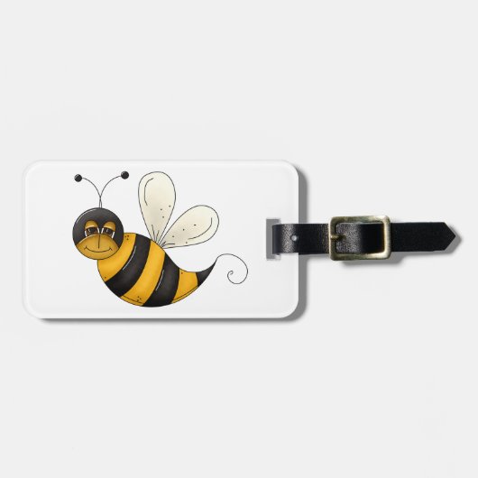Étiquette À Bagage Smiling Bee Fun Bumblebee Character (Devant horizontal)