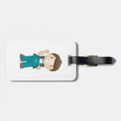 Étiquette À Bagage Smiling School Boy avec sac à dos (Dos horizontal)